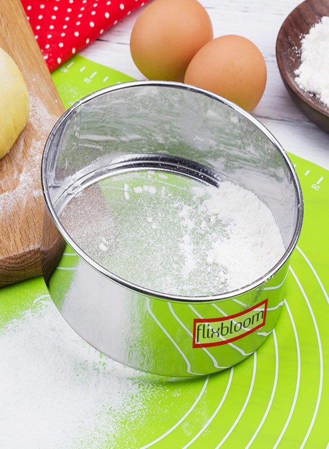 FLIXBLOOM منخل دقيق/مصفاة/منخل دقيق تقليدي من الفولاذ المقاوم للصدأ من فليكس بلوم، توابل، مصافي طعام، طقم عجين | منخل دائري شبكي للخبز، أدوات مطبخ (1، صغير) - Image 5